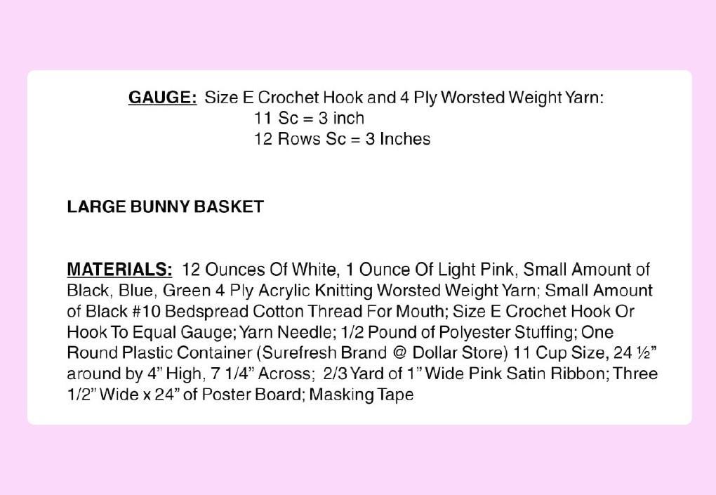 Vintage Crochet Pattern Floppy Eared Girl Bunny Basket PDF Instant Digital Download Springtime Easter Amigurumi Soft Toy Egg Holder 10 Ply