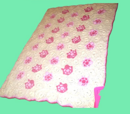 Vintage Crochet Turtle Afghan Pattern PDF Instant Digital Download Tortoise Flower Floral Motifs Animal Afghan Lapghan Blanket 10 Ply