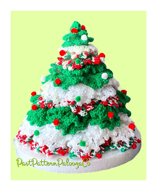 Vintage Crochet Pattern 12" Snowy Christmas Tree Centerpiece PDF Instant Digital Download Table Top Holiday Decor Design no. 2 B2