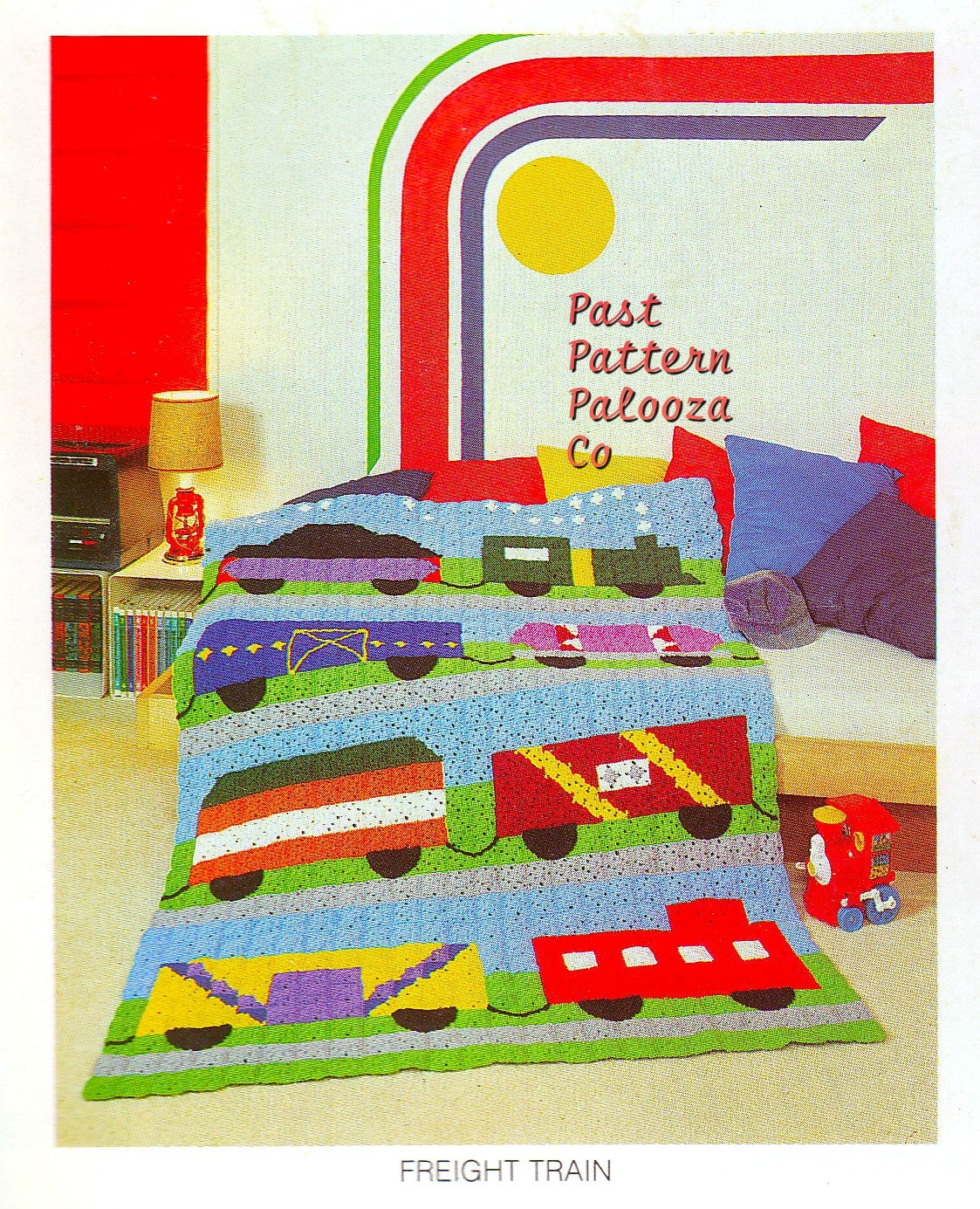 Vintage Crochet Pattern Freight Train Blanket Picture Afghan PDF Instant Digital Download Granny Squares Choo Choo Express Kids Throw 10 Ply