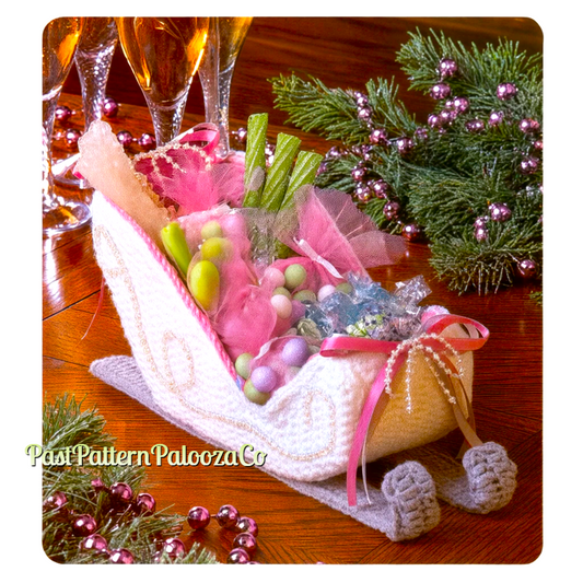 Vintage Christmas Crochet Pattern Victorian Sleigh Centerpiece Display PDF Instant Download