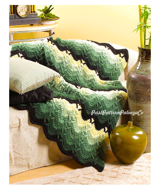 Vintage Crochet Pattern Majestic Mountains Forest Ripple Afghan PDF Instant Digital Download Wooded Mountainside Blanket Throw 48x64