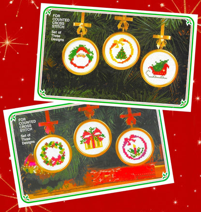 Vintage Cross Stitch Pattern 3" Mini Christmas Hoop Ornaments PDF Instant Digital Download 15 Classic Designs