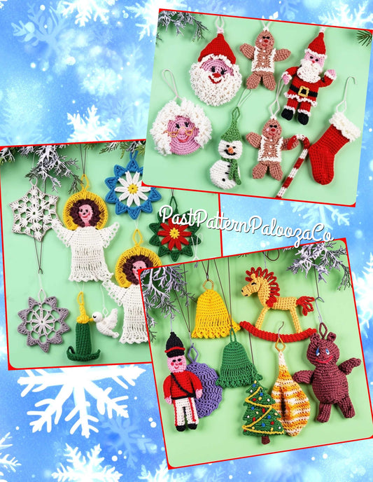 Vintage Thread Crochet Pattern 27 Cute Amigurumi Christmas Ornaments PDF Instant Digital Download Hanging Tree Trim Retro 1979