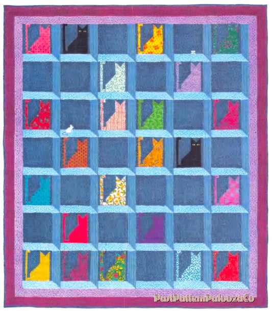 Vintage Sewing Pattern Cats in the Attic Bed Quilt PDF Instant Digital Download Kitty Cats and Mice Applique Throw Blanket