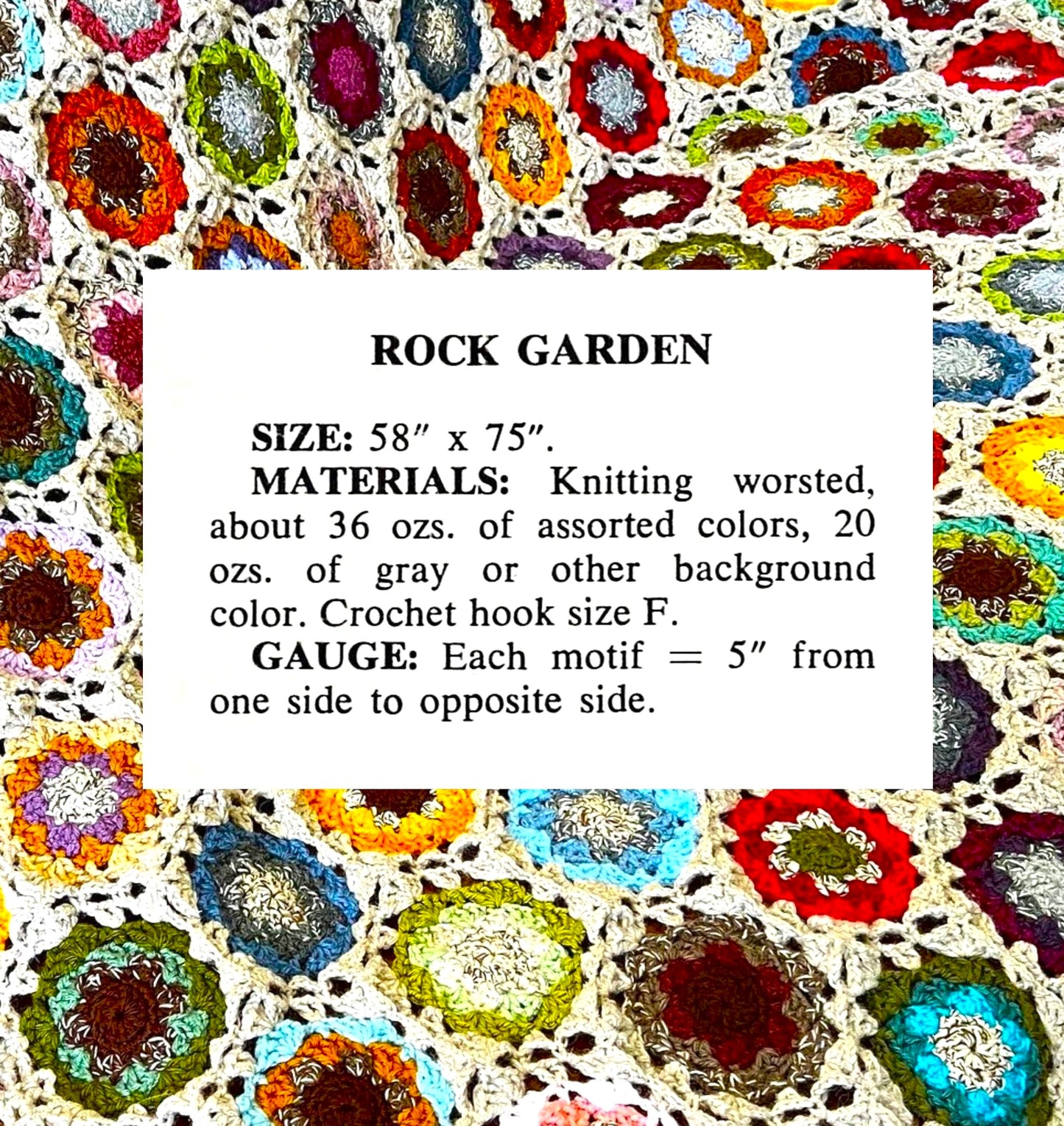 Vintage Crochet Pattern Grannys Rock Garden Flower Motif Afghan PDF Instant Digital Download Hexagon Grannies Scrap Basket Blanket 10 Ply