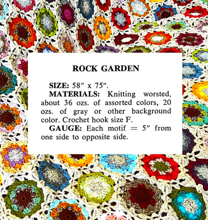 Vintage Crochet Pattern Grannys Rock Garden Flower Motif Afghan PDF Instant Digital Download Hexagon Grannies Scrap Basket Blanket 10 Ply