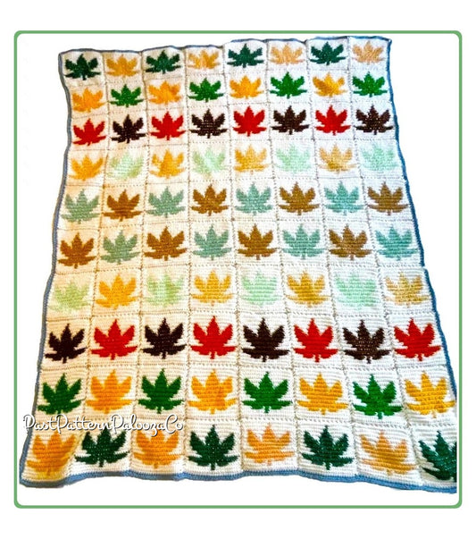 Vintage Crochet Pattern Maple Leaf Squares Afghan PDF Instant Digital Download Fall Autumn Leaves Motif Throw Blanket
