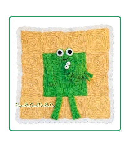 Vintage Crochet Square Frog Afghan Pattern Kids Childs Baby Blanket PDF Instant Digital Download Froggie Amigurumi Granny Squares 10 Ply