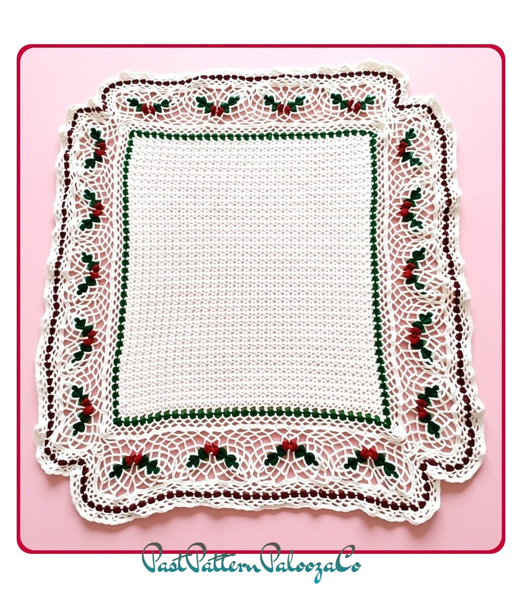 Vintage Crochet Pattern Heirloom Christmas Holly Afghan PDF Instant Digital Download Retro Holiday Blanket