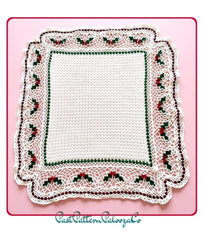 Vintage Crochet Pattern Heirloom Christmas Holly Afghan PDF Instant Digital Download Retro Holiday Blanket