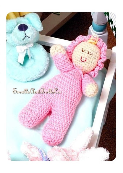 Vintage Crochet Pattern 11" Sweet Sleepy Baby Doll Soft Toy PDF Instant Digital Download  Stuffed Baby's First Dolly Beginners 5 Ply