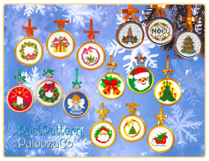 Vintage Cross Stitch Pattern 3" Mini Christmas Hoop Ornaments PDF Instant Digital Download 15 Classic Designs