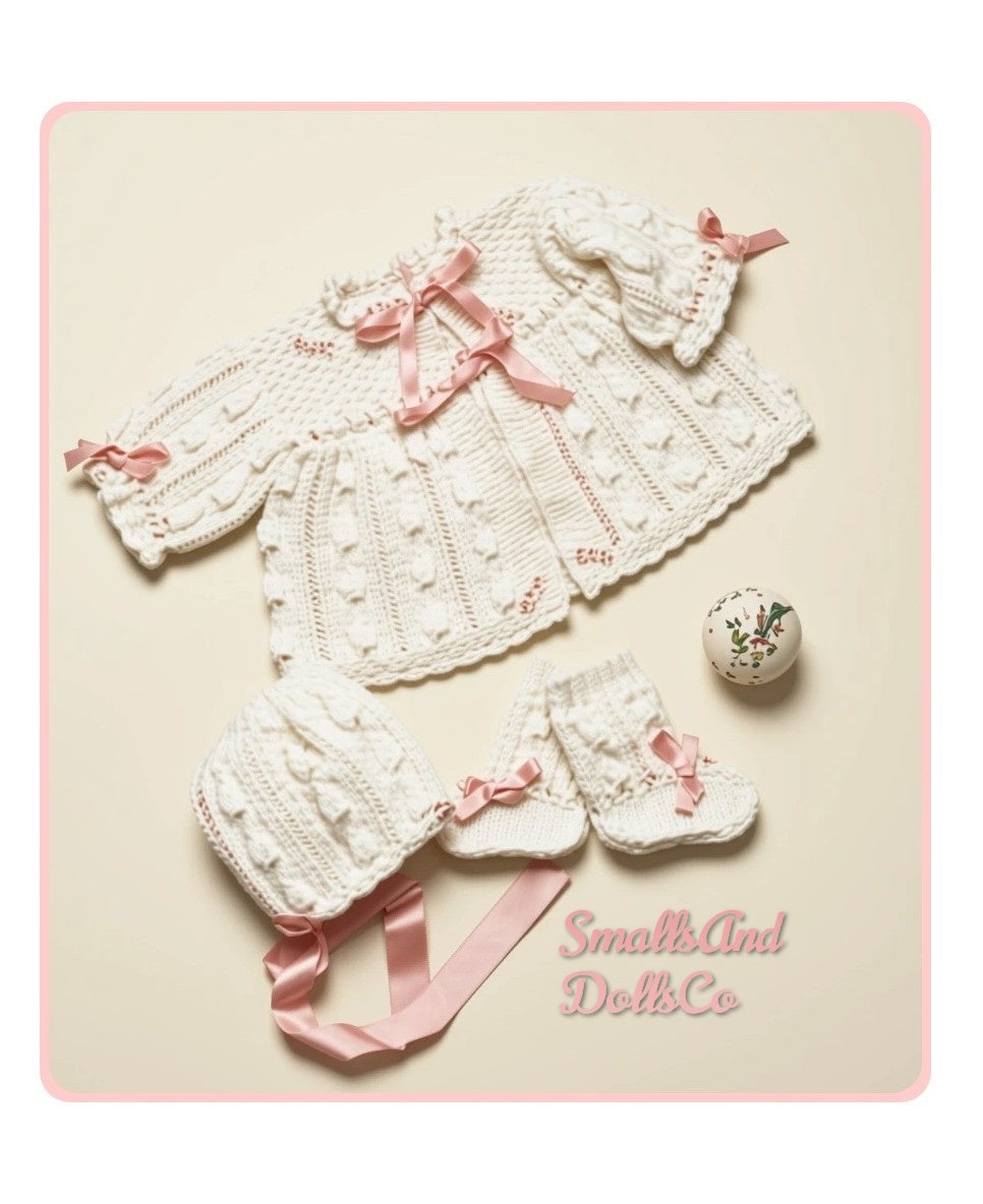 Vintage Knitting Pattern Baby Christmas Bells 3 Piece Set PDF Instant Digital Download Holiday Coat Bonnet Booties 0-3 m
