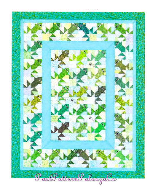 Vintage Sewing Pattern Leap Frog Bed Quilt PDF Instant Digital Download Froggie Patchwork Piecing Throw Blanket Single Twin Bed