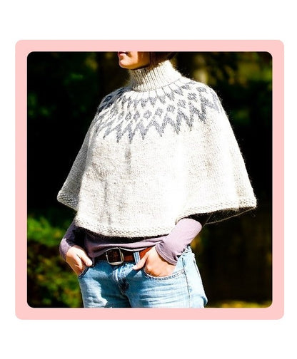 Vintage Knitting Pattern Womens Nordic Icelandic Poncho FairIsle Yoke Design PDF Instant Digital Download 12 Ply